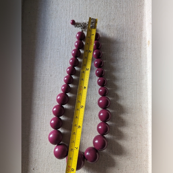 Retro Chunky Hot Raspberry Pink Graduated Bead Necklace 16 -19" - Picture 6 of 6